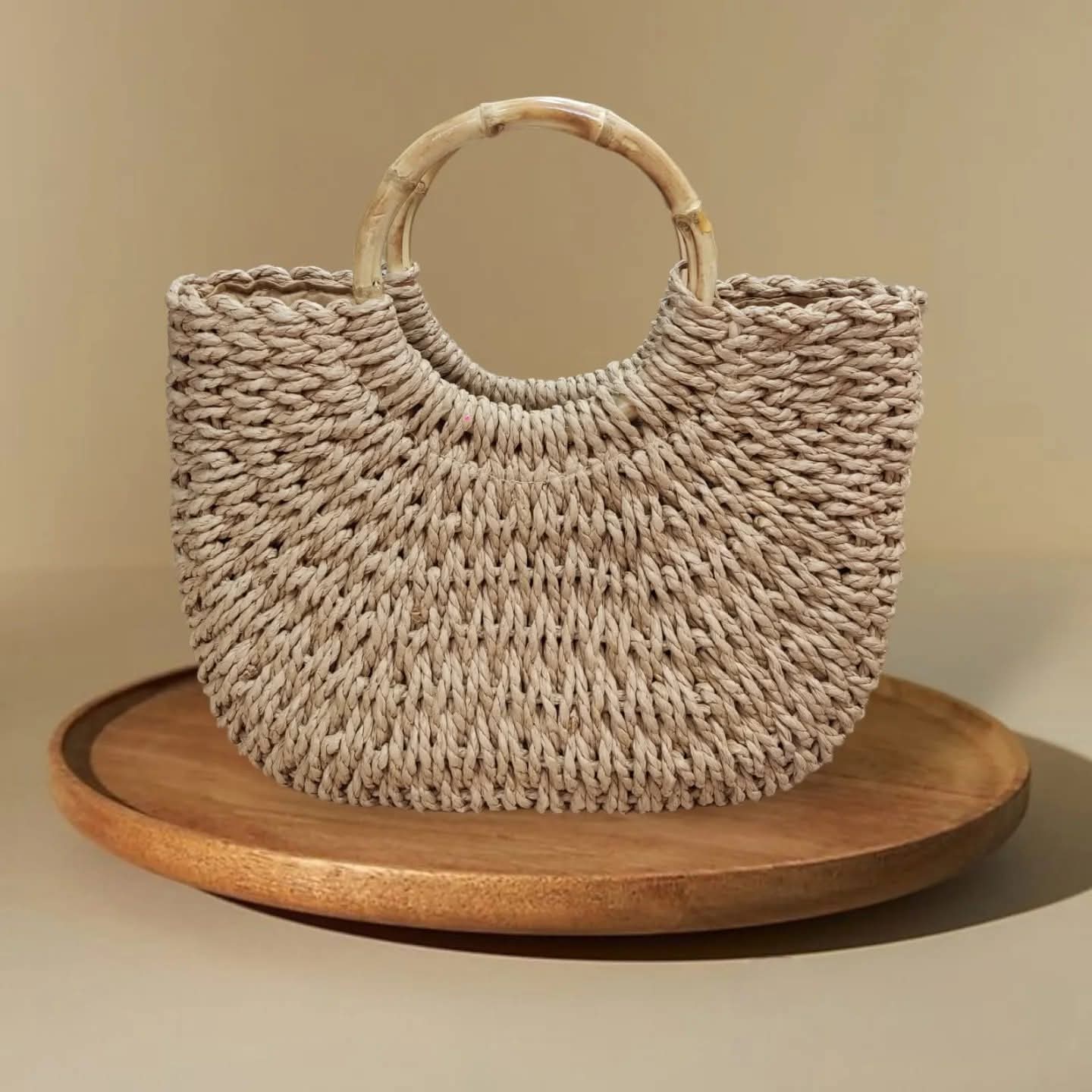 SINTÉTICA CARTERA BAMBÚ MEDIALUNA CAFÉ