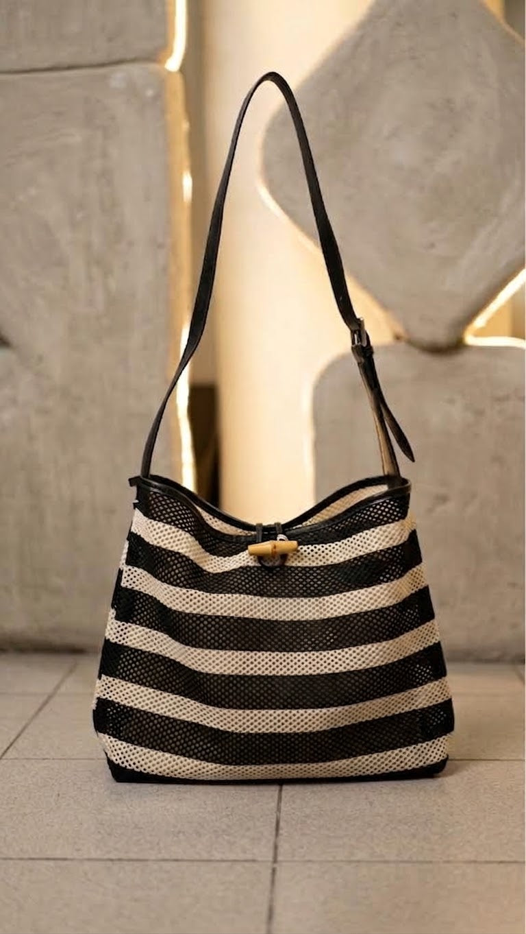 SINTÉTICA BOLSO PLAYERO BLANCO NEGRO CON FORRO EXTRAIBLE