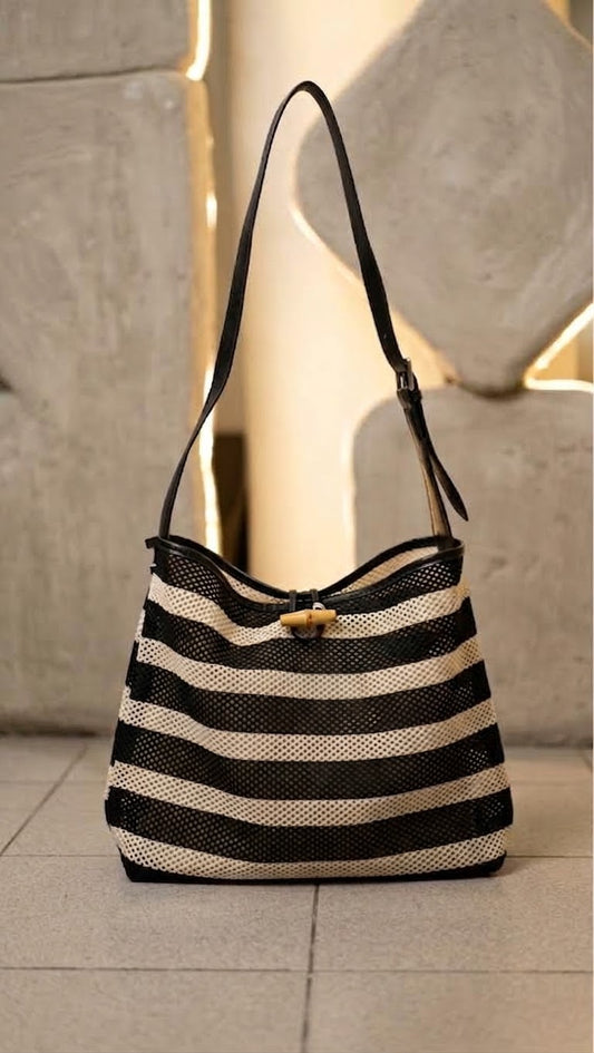 SINTÉTICA BOLSO PLAYERO BLANCO NEGRO CON FORRO EXTRAIBLE