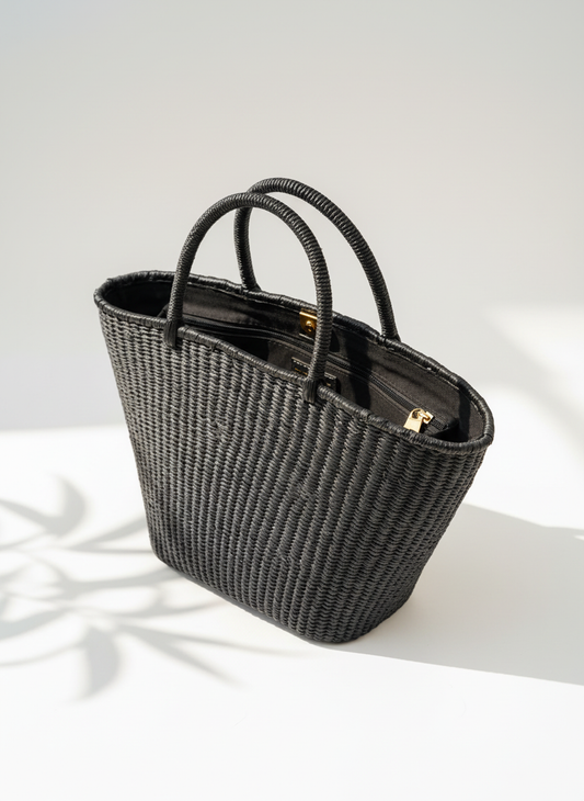 CARTERA MERLINA PAJA TOQUILLA NEGRA GRANDE