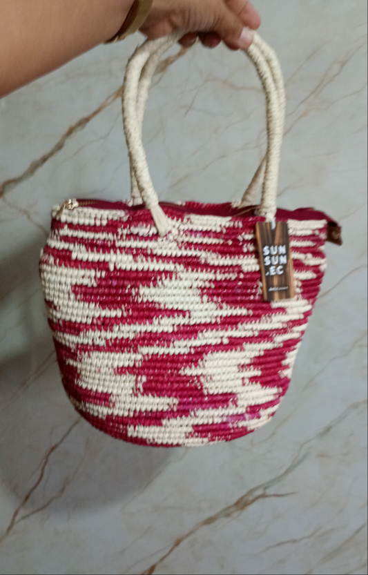 CARTERA CROCHET AGARRADERA PAJA TOQUILLA VINO