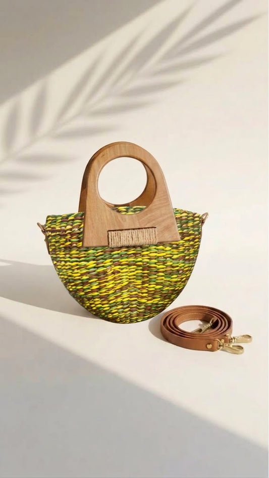 CARTERA LUCY AMARILLA AGARRADERA MADERA