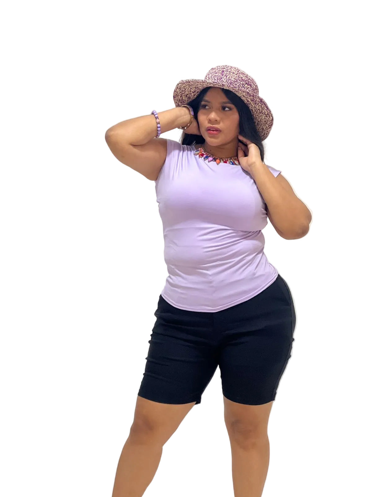 SOMBRERO CROCHET LAZO MORADO