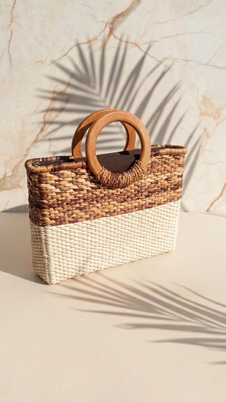 CARTERA GRANDE DE MANO ELABORADA CON PAJA TOQUILLA Y ZAPAN