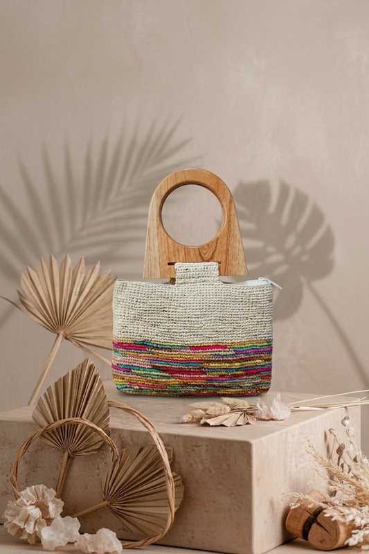 ADQUISICION CARTERA PAJA TOQUILLA MULTICOLOR AGARRADERA LARGA