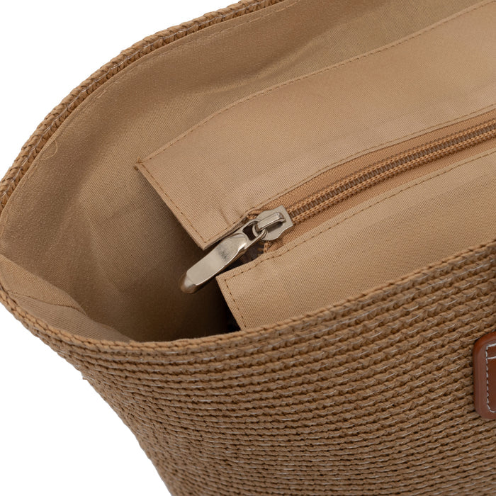 SINTÉTICA CARTERA MEDIANA DE MANO CAFÉ