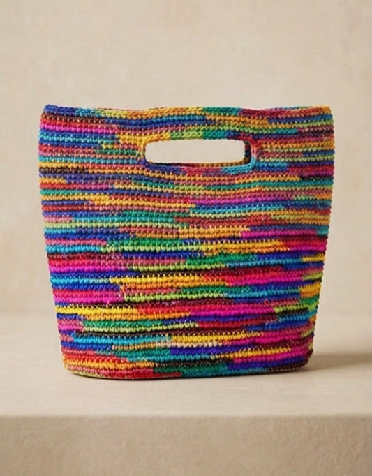 CARTERA DE PAJA TOQUILLA AGARRADERA DE PAJA MULTICOLOR