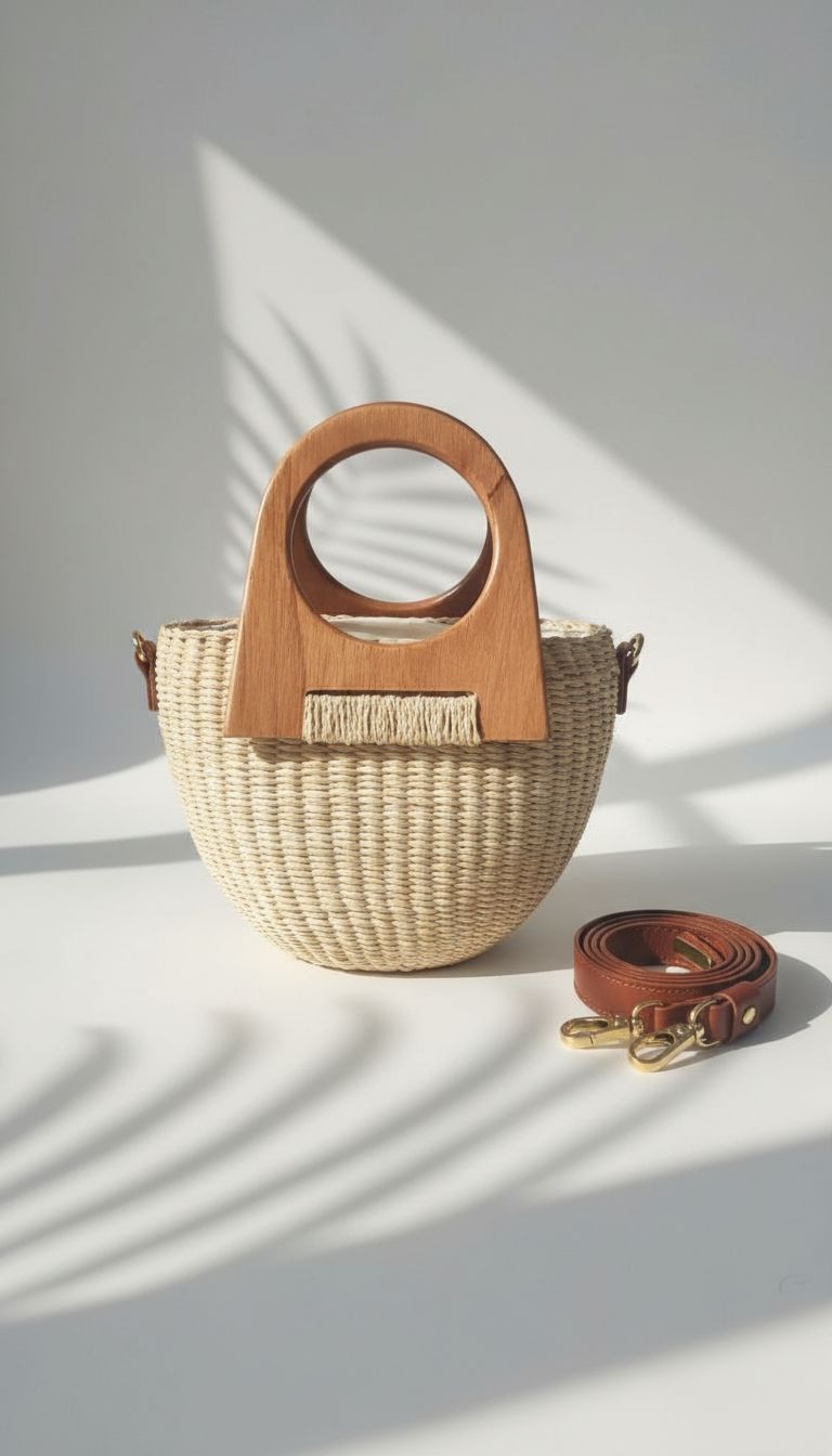 CARTERA LUCY PAJA TOQUILLA AGARRADERA MADERA NATURAL