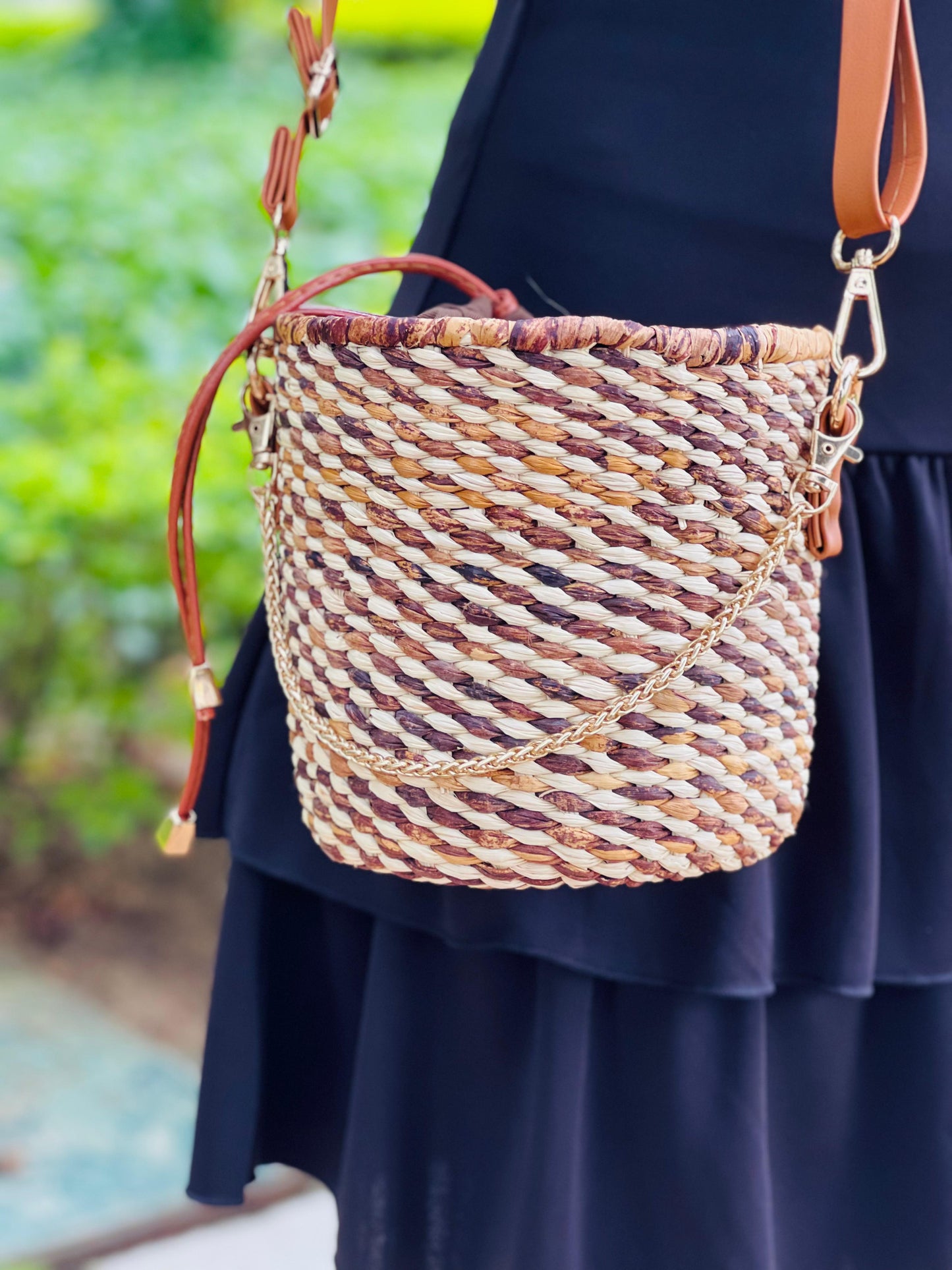 BARRIL PEQUEÑO PAJA TOQUILLA NATURAL Y ZAPAN