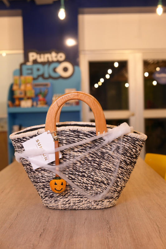 CARTERA MERLINA DE PAJA TOQUILLA NEGRA -MANTA