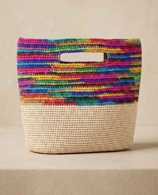 CARTERA DE PAJA TOQUILLA AGARRADERA PAJA MULTICOLOR NATURAL