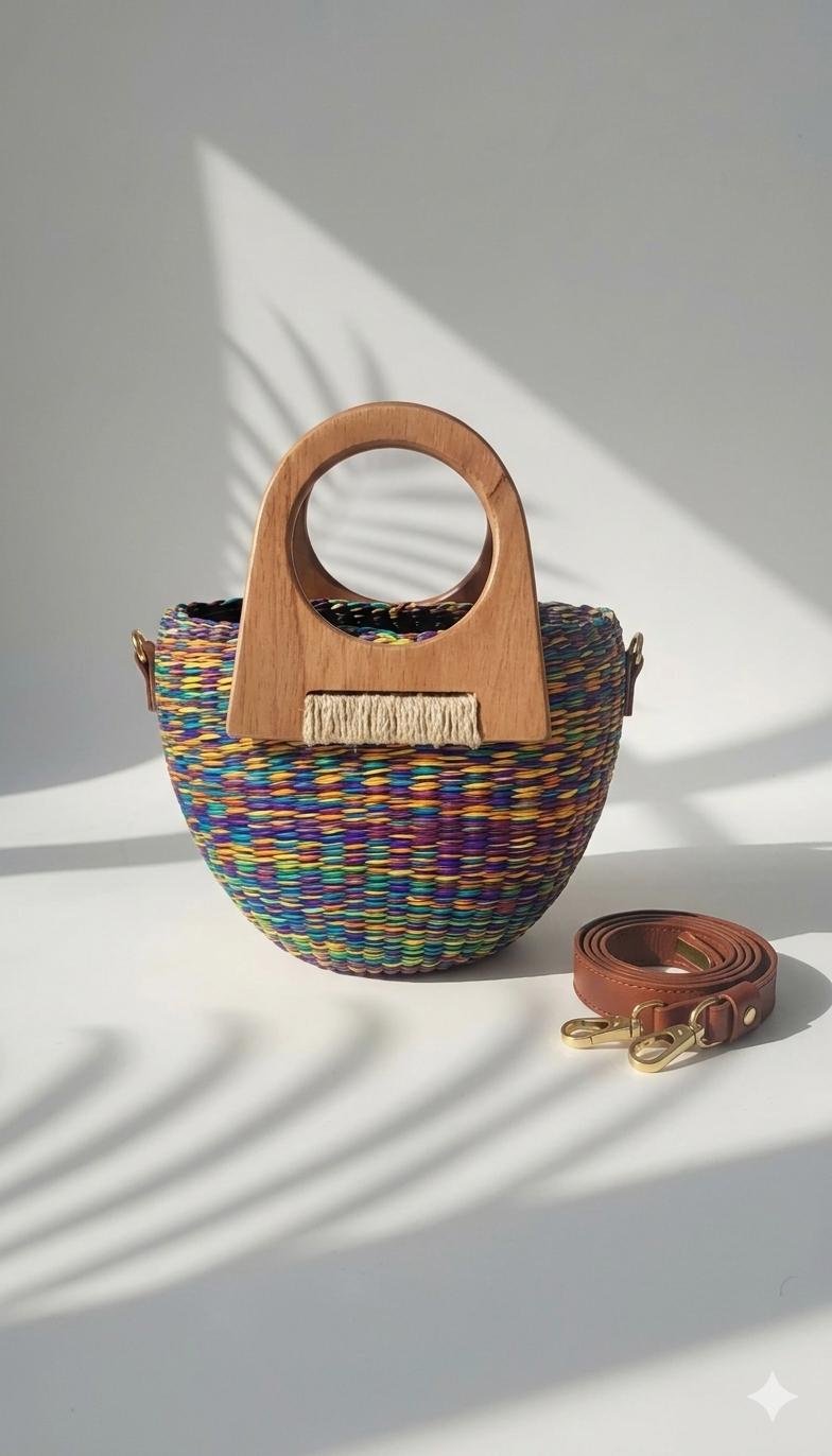 CARTERA LUCY MULTICOLOR AGARRADERA MADERA
