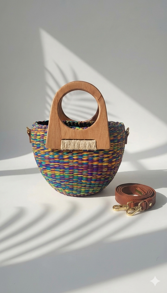 CARTERA LUCY MULTICOLOR AGARRADERA MADERA