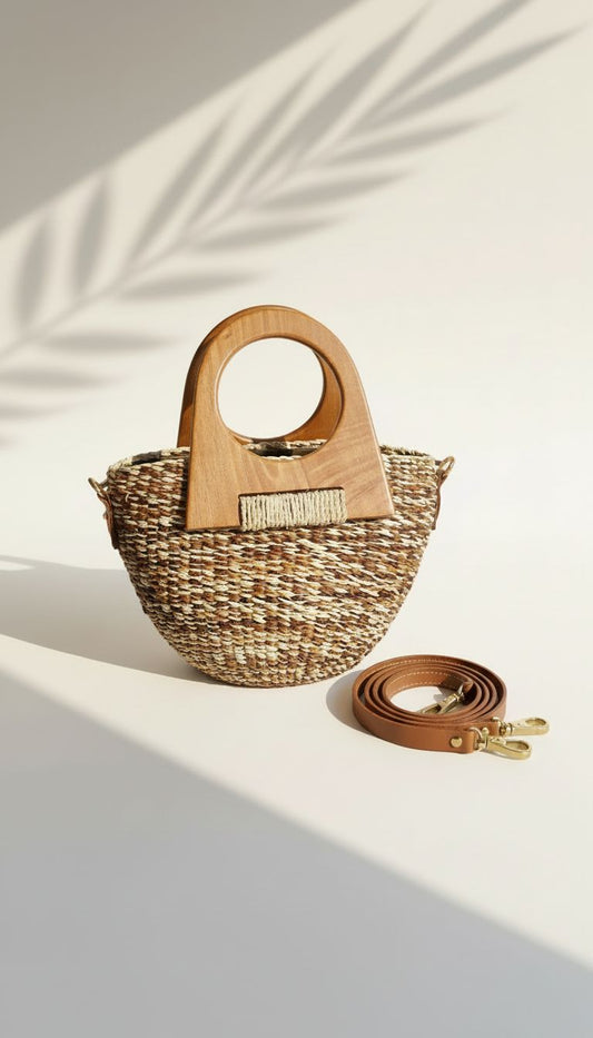 CARTERA LUCY PAJA TOQUILLA AGARRADERA MADERA