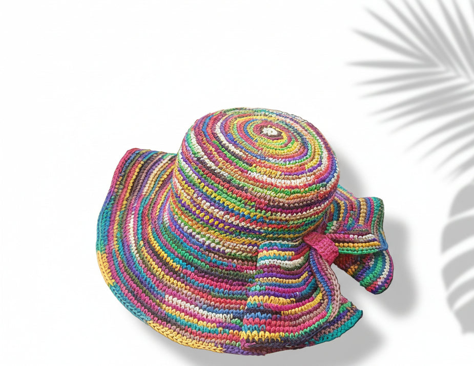 SOMBRERO CROCHET MULTICOLOR LAZO - TIENDA GETIN IN ( RIOCENTRO EL DORADO)