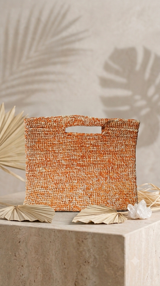CLUTCH DE PAJA TOQUILLA NARANJA