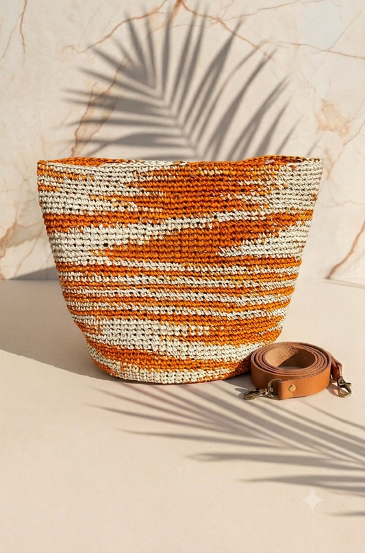 BARRIL PEQUEÑO DE PAJA TOQUILLA A CROCHET