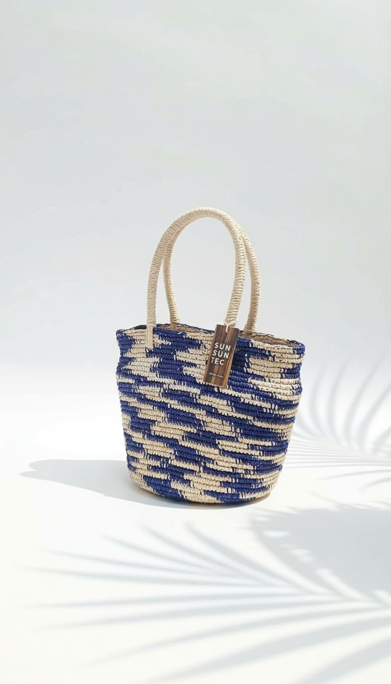 CARTERA CROCHET AGARRADERA PAJA TOQUILLA AZUL - TIENDA GUAYALMA